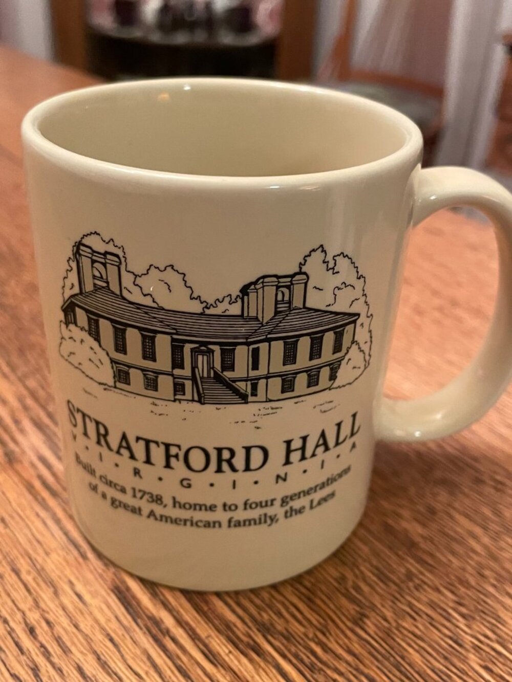 Vintage Stratford Hall Virginia Souvenir Coffee Cup Mug 11 ounces